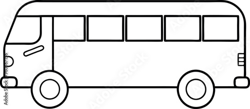 Simple Black and White Outline Drawing of a Bus for Coloring and Educational Use