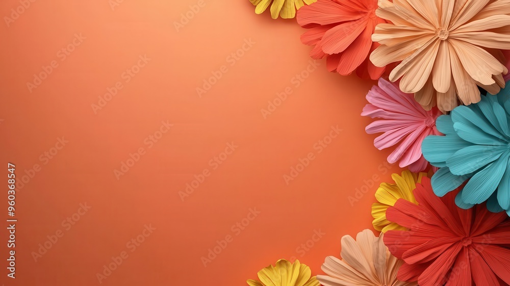 Obraz premium Rangoli designs, vibrant colors and patterns, 3D illustration, copy space for text,