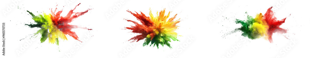 Explosions of color powder, paint dust with particles Explosions of color powder, paint dust with particles