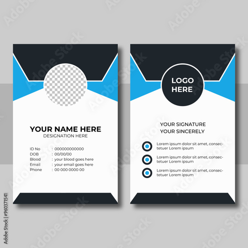 Blue modern new creative Business id card design template.