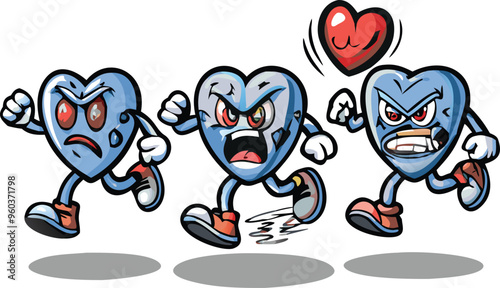 american football fan Retro cartoon character heart vector illustration cartoon