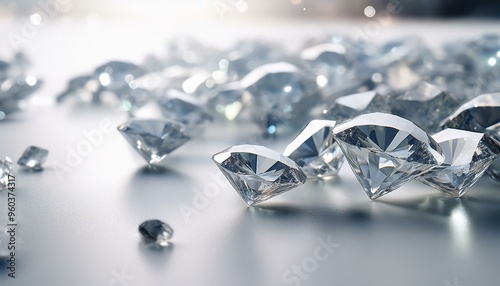 Grinded diamonds on the white background photo