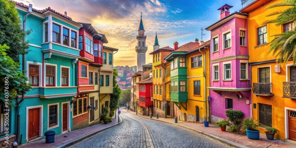 Obraz premium Historic streets and colorful architecture in the old town of Istanbul, istanbul, turkey, old town, historic