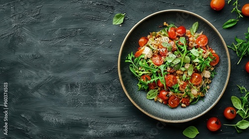 A dinner plate with intricate food design, soft lighting creating subtle shadows, Realistic, Warm tones