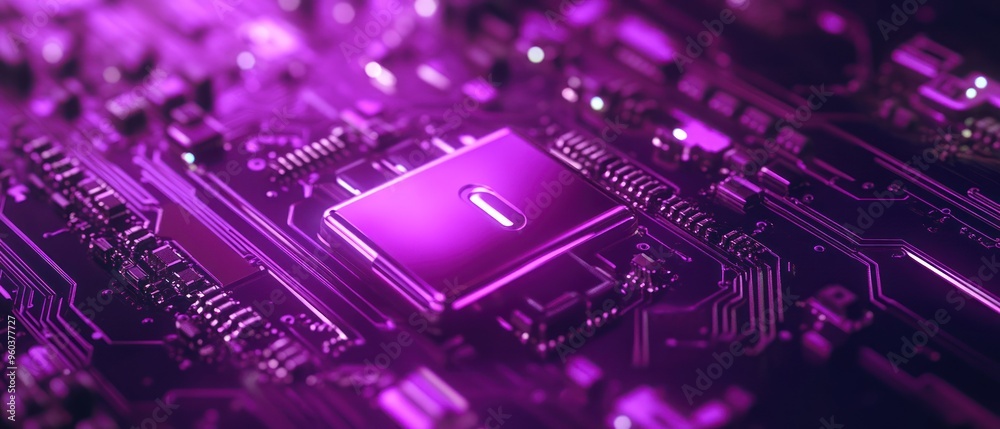 Purple Motherboard with a Rectangular Chip Purple Motherboard with a Rectangular Chip