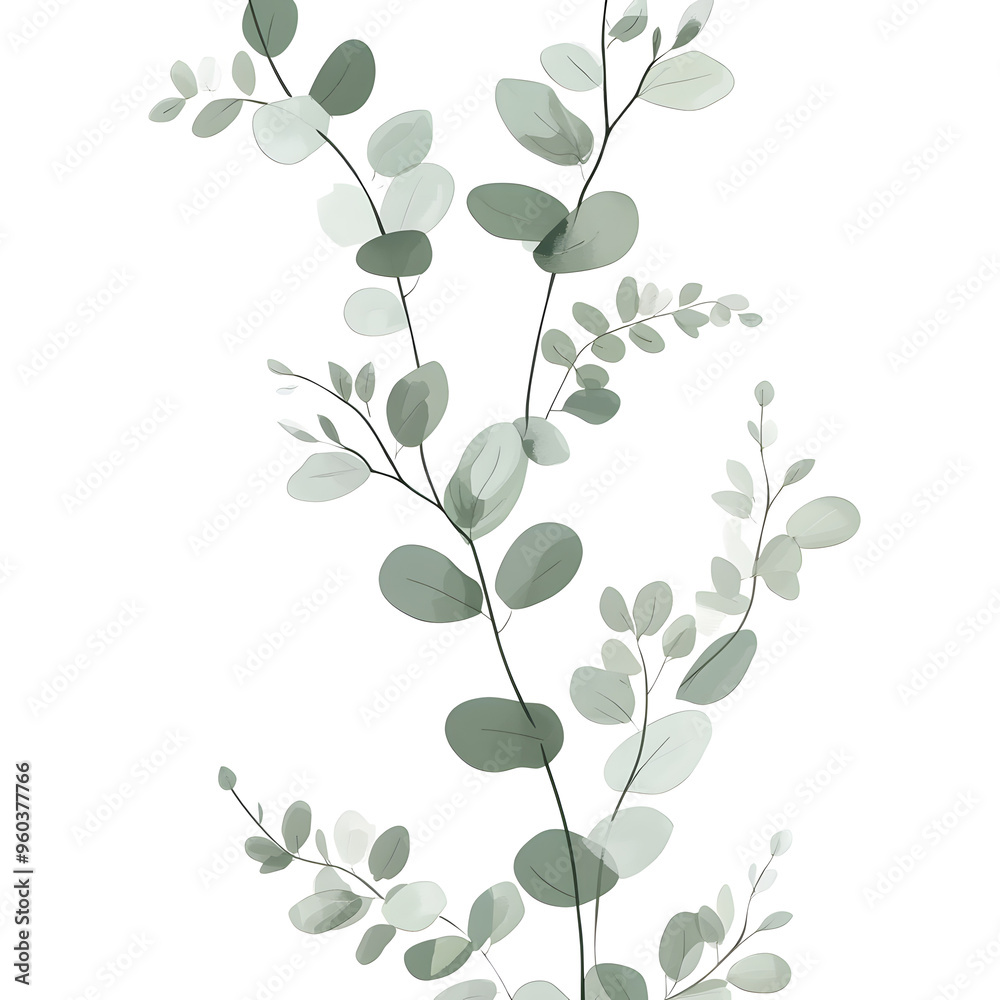 Obraz premium 2D illustrator doodle-style floral and leaf graphics on a white background or wallpaper