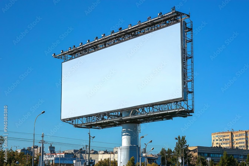 Hyper realistic photo of Large Billboard On Roof Top Of Brick Building , copy space for text, Hyper realistic photo of Large Billboard On Roof Top Of Brick Building , copy space for text,