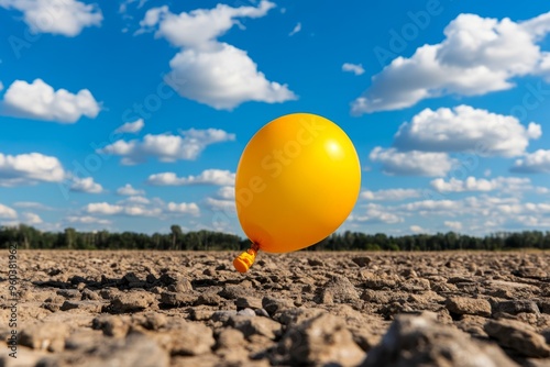 Deflated balloon, shriveled and small, the remains of a dream suggests that dreams and plans can lose their momentum photo