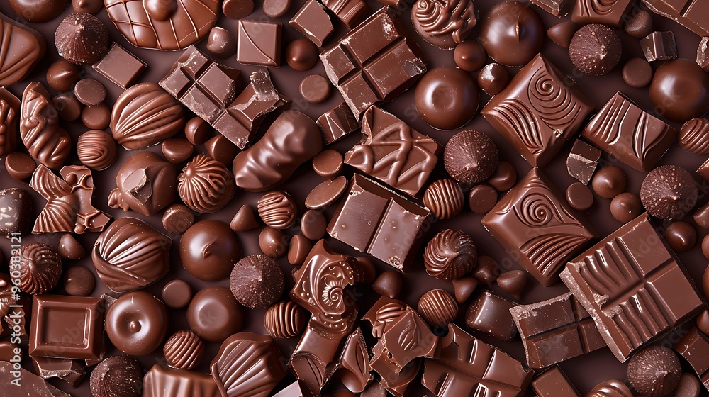 Backdrop of chocolate candy different sweetness and different taste Backdrop of chocolate candy different sweetness and different taste