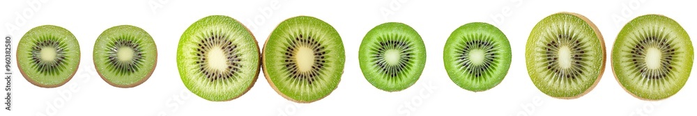 A slice of kiwi fruit isolated on a white or transparent background A slice of kiwi fruit isolated on a white or transparent background