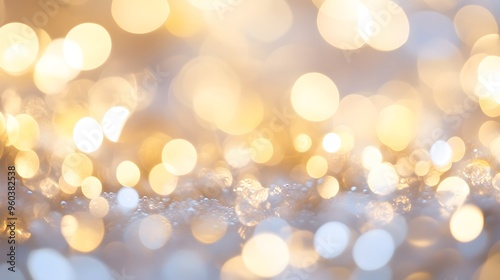 Bokeh Light Effects: Soft, out-of-focus bokeh lights in various sizes, creating a dreamy effect on a white background. 