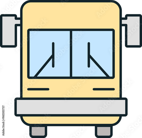 Yellow smart city self driving bus front view
