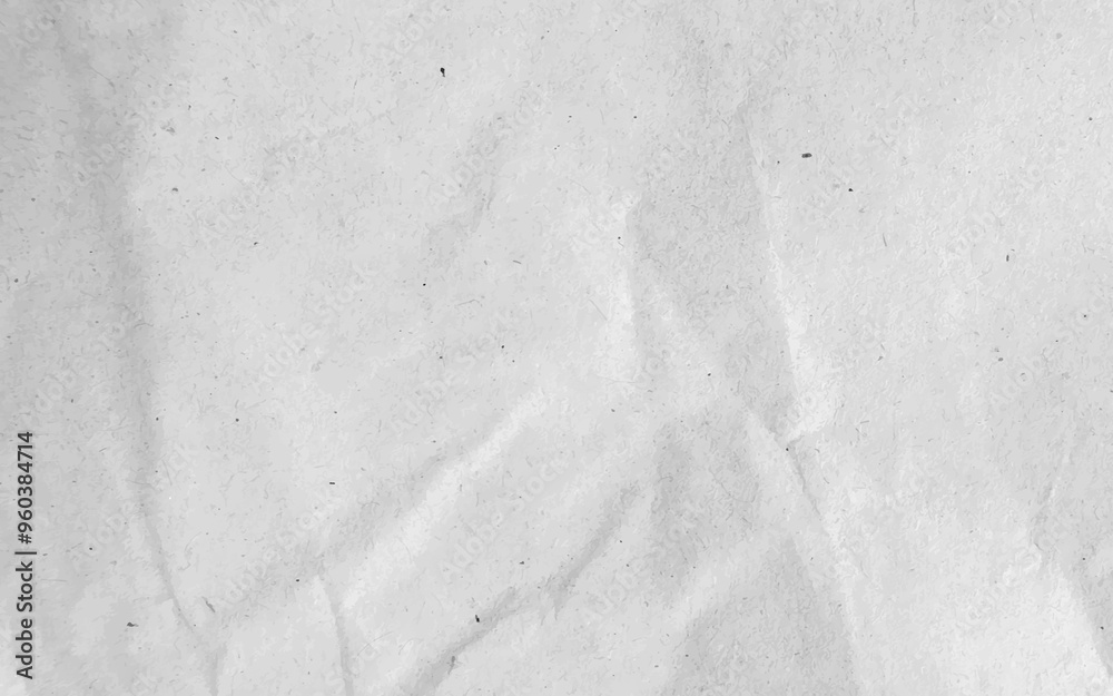 Naklejka premium White crumpled craft paper texture as background. Light grey paper texture, Old vintage page or grunge vignette of old newspaper. Pattern rough art creased grunge letter with copy space for text.