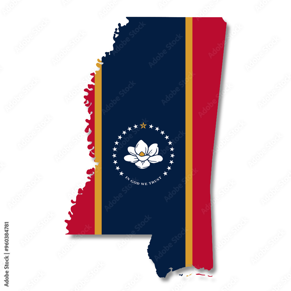 Mississippi State Flag Map with clipping path Mississippi State Flag Map with clipping path