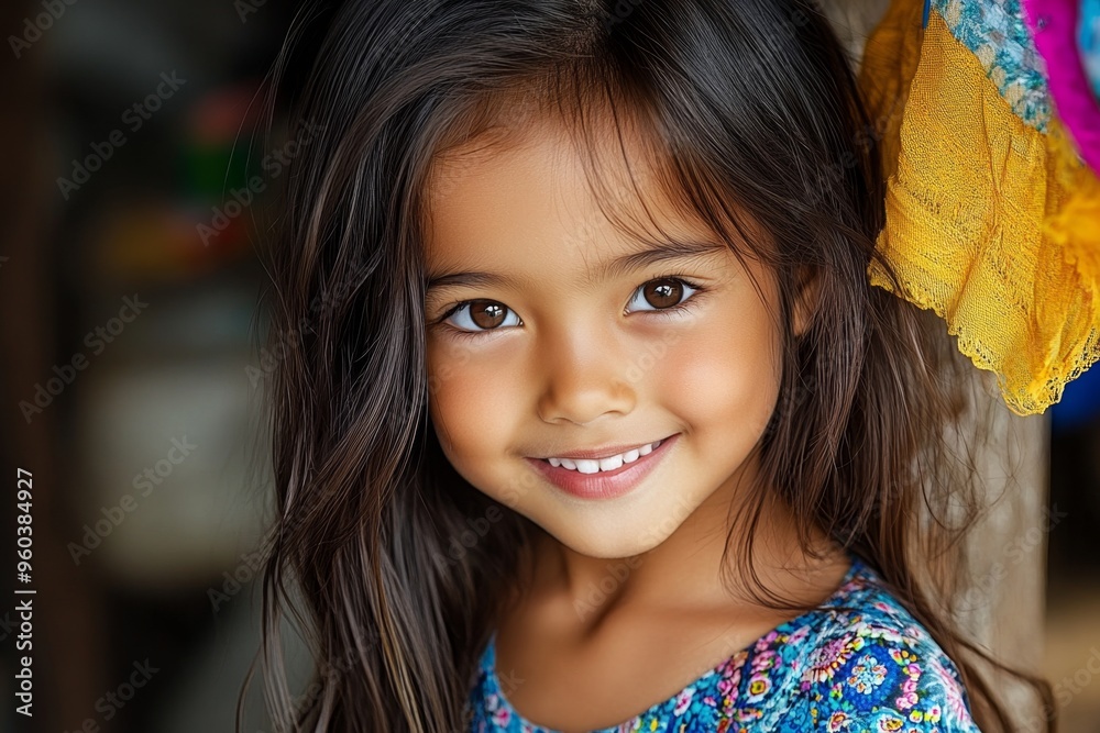 Girl’s face, soft smile, gentle warmth radiates kindness and a welcoming spirit Girl’s face, soft smile, gentle warmth radiates kindness and a welcoming spirit