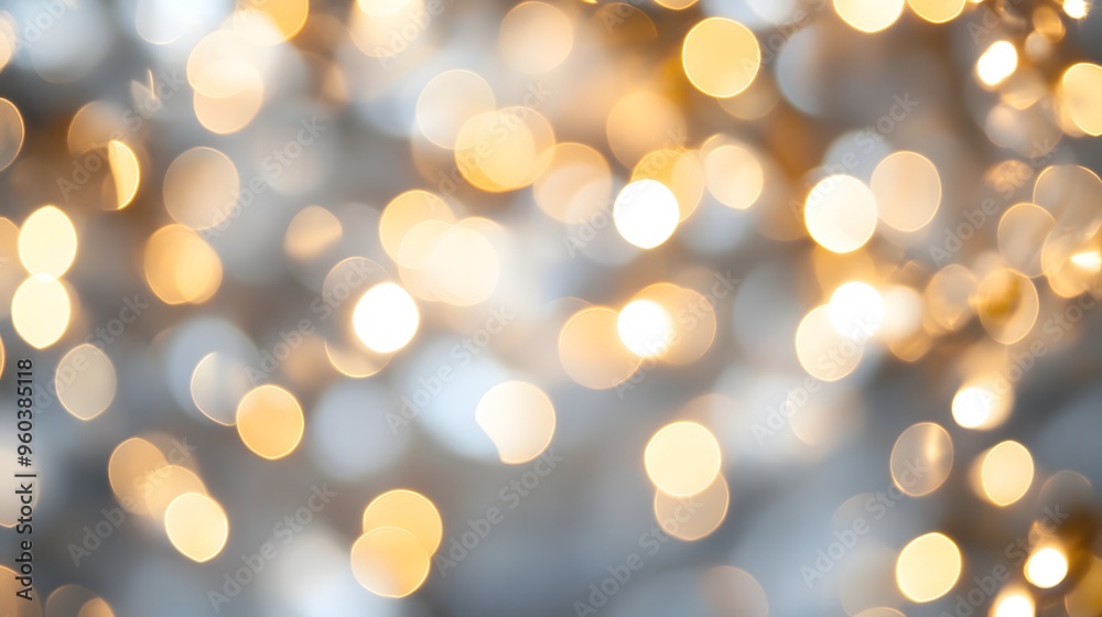 Obraz premium Bokeh Light Effects: Soft, out-of-focus bokeh lights in various sizes, creating a dreamy effect on a white background. 