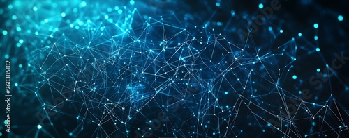 Abstract Blue Network with Interconnected Nodes
