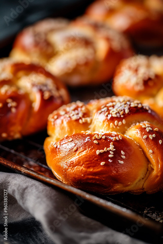 Traditional Swedish Cardamom Buns, close up image