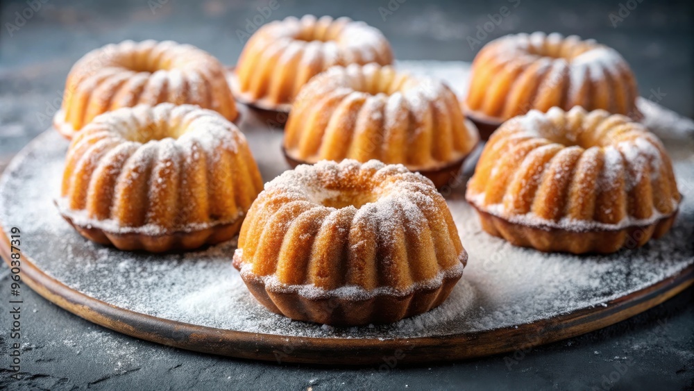 Delicious mini bundt cakes topped with icing sugar for a sweet treat Delicious mini bundt cakes topped with icing sugar for a sweet treat