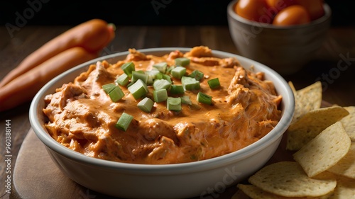 Close up of hot buffalo chicken dip