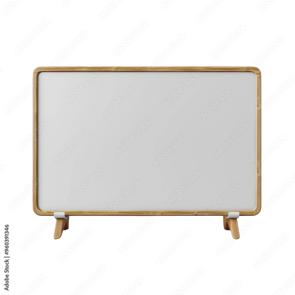 A clean, modern whiteboard with a wooden frame, perfect for presentations and brainstorming sessions. A clean, modern whiteboard with a wooden frame, perfect for presentations and brainstorming sessions.