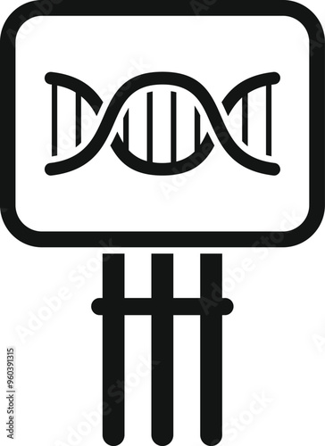 Gmo engineering equipment is working with dna chain icon, outline style