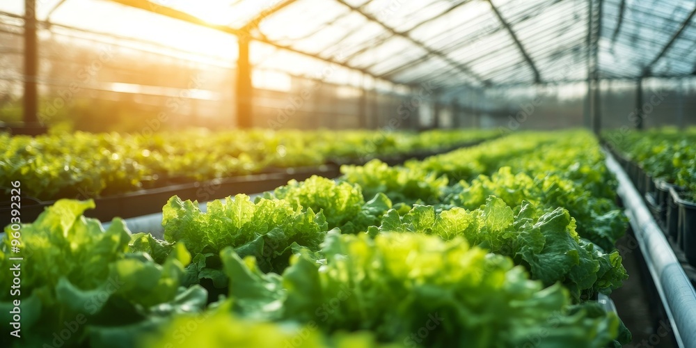 Lettuce plants growing in a greenhouse. Lettuce plants growing in a greenhouse.
