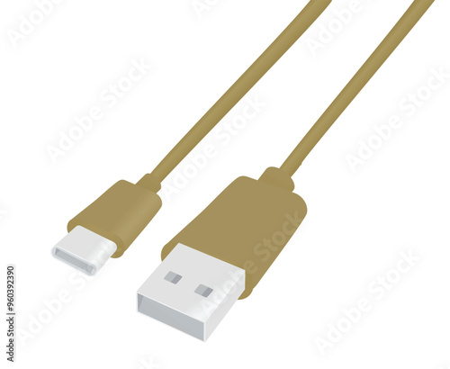 Fast charging type C cable. vector