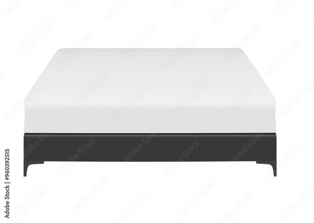 Grey double bed. vector illustration