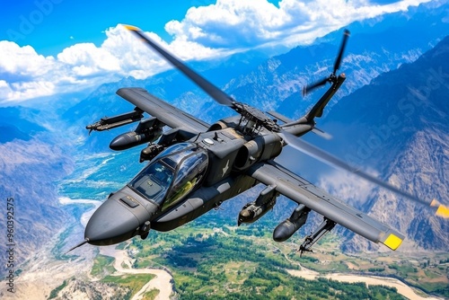 Military helicopters, air-to-air combat, engaging aerial threats defend airspace by intercepting and destroying enemy aircraft photo