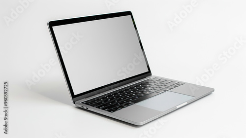 blank screened laptop mockup on white background panoramic view