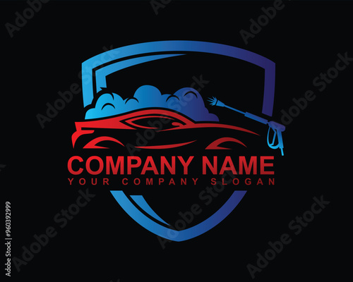 Sleek Car Wash and Auto Detailing Logo for Premium Vehicle Care Services photo