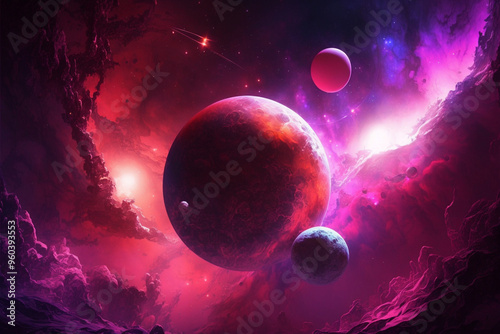 pink space  background - Generative AI	