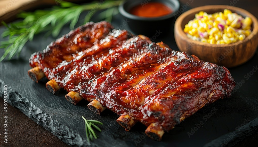 Glazed Pork Ribs with Rosemary and Corn Salad Glazed Pork Ribs with Rosemary and Corn Salad