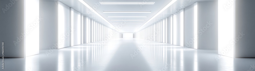 A Bright White Hallway with a Receding Perspective A Bright White Hallway with a Receding Perspective