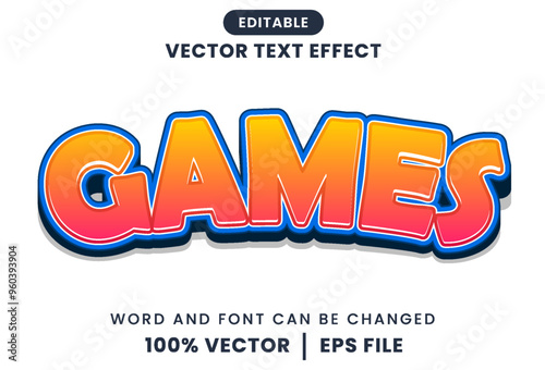 Games 3d text effect. Bold gradeint style. Peach text effect. Vector design. photo