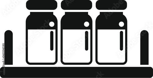 Simple icon depicting a kitchen shelf holding three jars, symbolizing food storage and organization