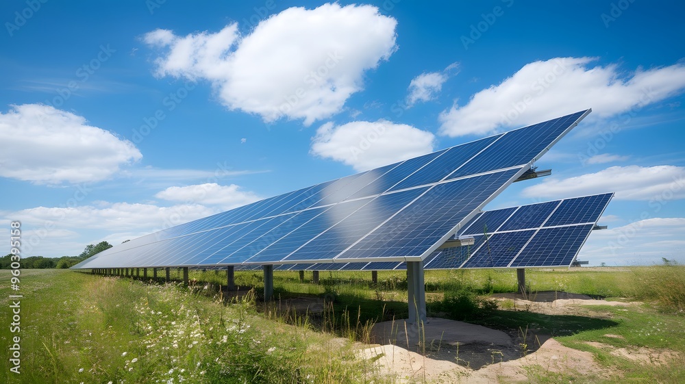 Ground-Mounted Solar Array in Open Field: A Vivid Tapestry of Sustainable Power and Natural Splendor Ground-Mounted Solar Array in Open Field: A Vivid Tapestry of Sustainable Power and Natural Splendor