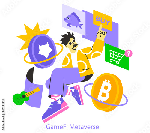 GameFi. Flat Vector Illustration