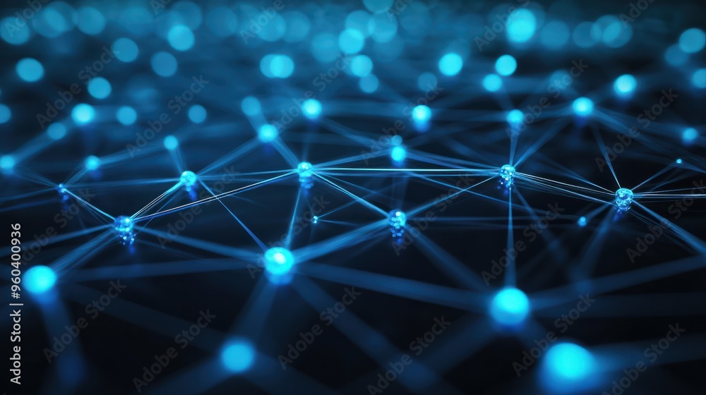 Abstract image of blue network connections, representing digital connectivity Abstract image of blue network connections, representing digital connectivity