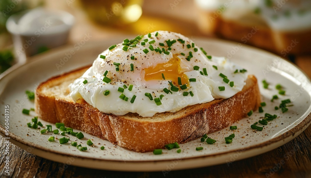 Poached Egg on Toast with Chives and Pepper Poached Egg on Toast with Chives and Pepper