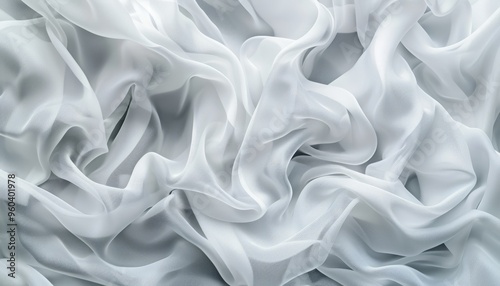 Serene Waves: An Elegant White Fabric Background