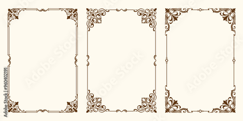 set decorative frame square border frame border line greeting card invitation card product label