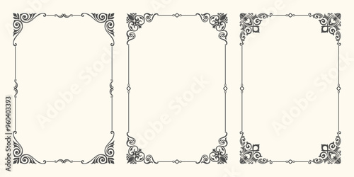 set decorative frame square border frame border line greeting card invitation card product label