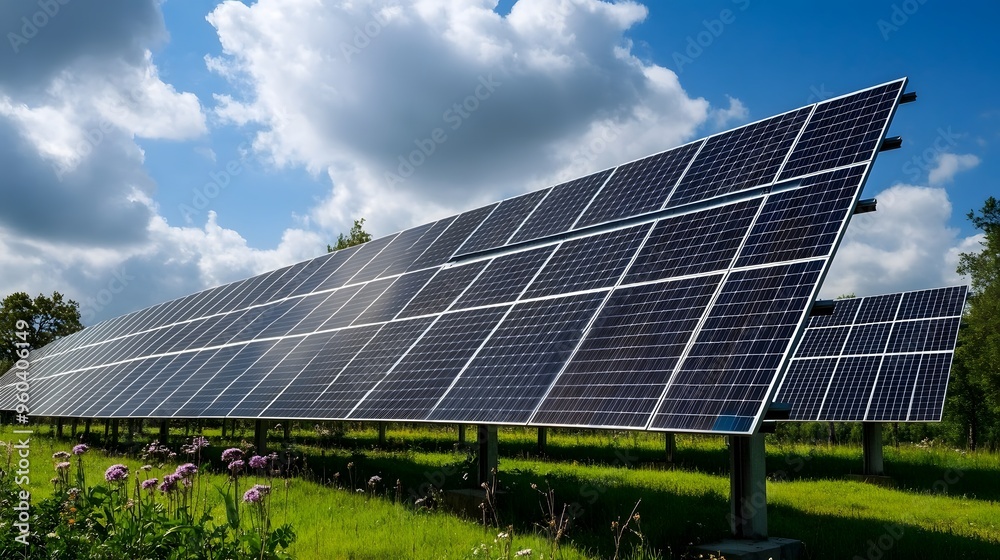 Ground-Mounted Solar Array in Open Field: A Vivid Tapestry of Sustainable Power and Natural Splendor Ground-Mounted Solar Array in Open Field: A Vivid Tapestry of Sustainable Power and Natural Splendor