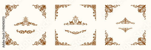 set decorative corner square border frame border line greeting card invitation card product label