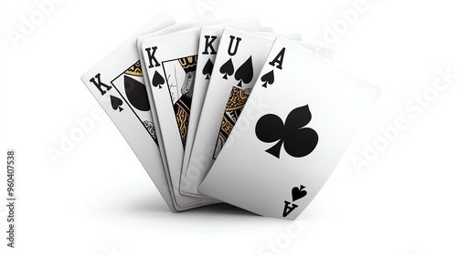 A winning hand of playing cards featuring aces and kings, perfect for illustrating poker strategies and gaming themes.