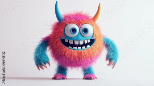Cute furry and funny monster for kids