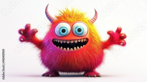 Cute furry and funny monster for kids