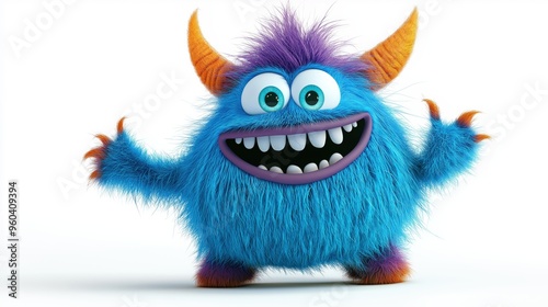 Cute furry and funny monster for kids